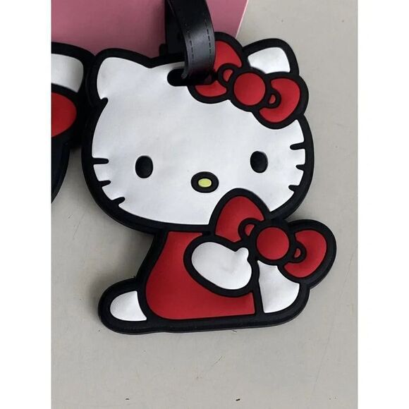 2 Piece HELLO KITTY SANRIO RUBBER SCHOOL ID BACKPACK LUGGAGE BAG TAGS SET New - Picture 2 of 13